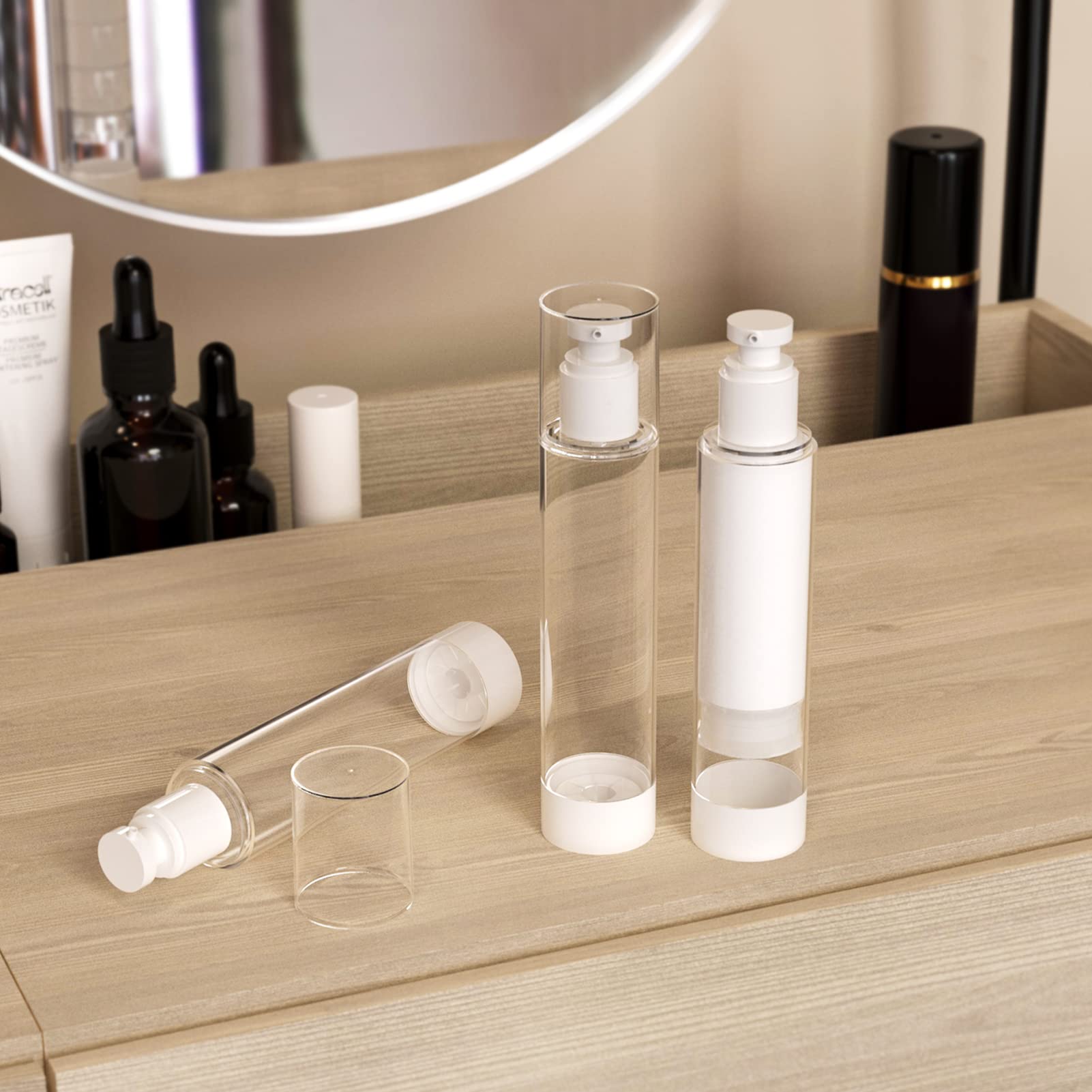 LONGWAY 113,4 g 120 ml trasparente Airless crema cosmetica bottiglia da viaggio formato dispenser contenitori ricaricabili/fondazione pompa da viaggio bottiglia per shampoo (confezione da 6)