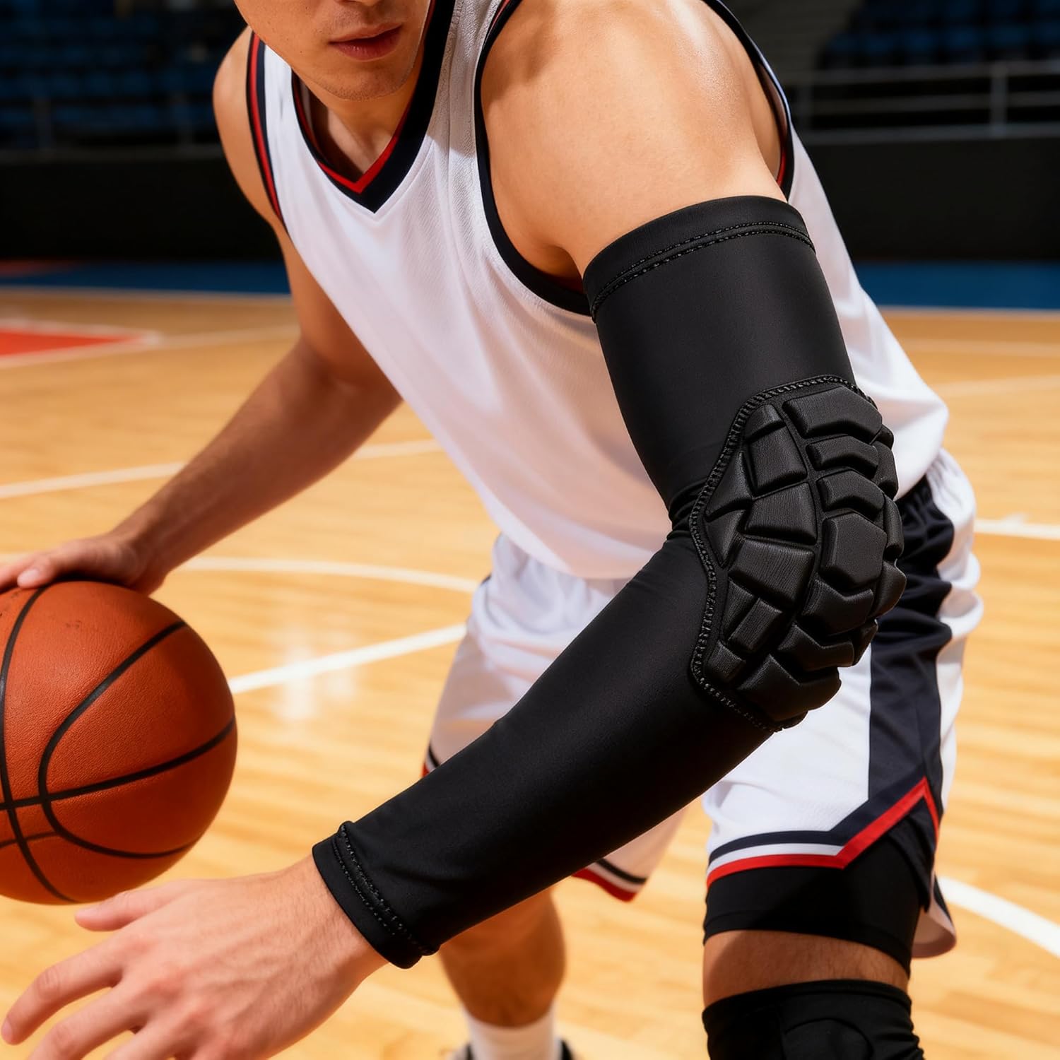 Football Arm Pads Padded Arm Sleeves Compression Elbow Pads Protective Support for Volleyball Wrestling 1 Pair - Image 3