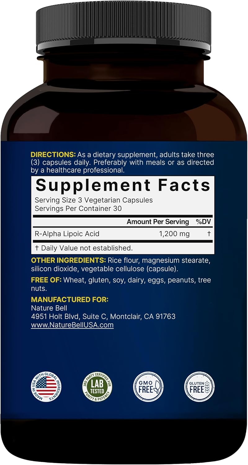 NatureBell R-Alpha Lipoic Acid, 1,200mg, 90 Veggie Capsules | Pure Stabilized R-ALA Only | High Absorption & Antioxidant Support | No S-ALA | Non-GMO, Gluten-Free - Image 7