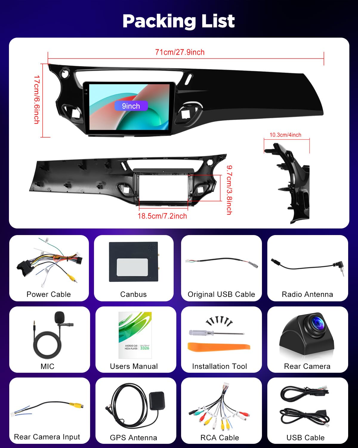 NHOPEEW 4+64G Android Autoradio per Citroën C3 2009-2016 con Wireless Carplay e Android Auto - Schermo incell da 9 pollici Supporto WiFi GPS Comandi al volante + Telecamera di retromarcia, Canbus