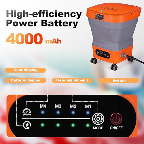 Miniatura 8 de Lavadora a presión portátil inalámbrica con tanque de 4.5 galones, lavadora eléctrica a presión de 4000 mAh, presión máxima de 750 PSI, boquilla 5