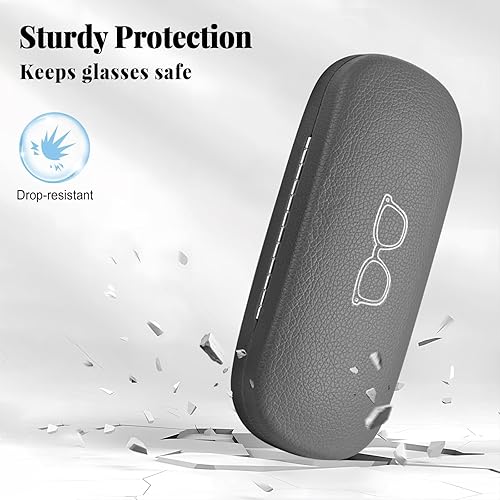 Miniatura 4 de RayLove Estuche para lentes, paquete de 2 unidades, unisex, funda rígida para lentes, de piel sintética, con accesorios para gafas