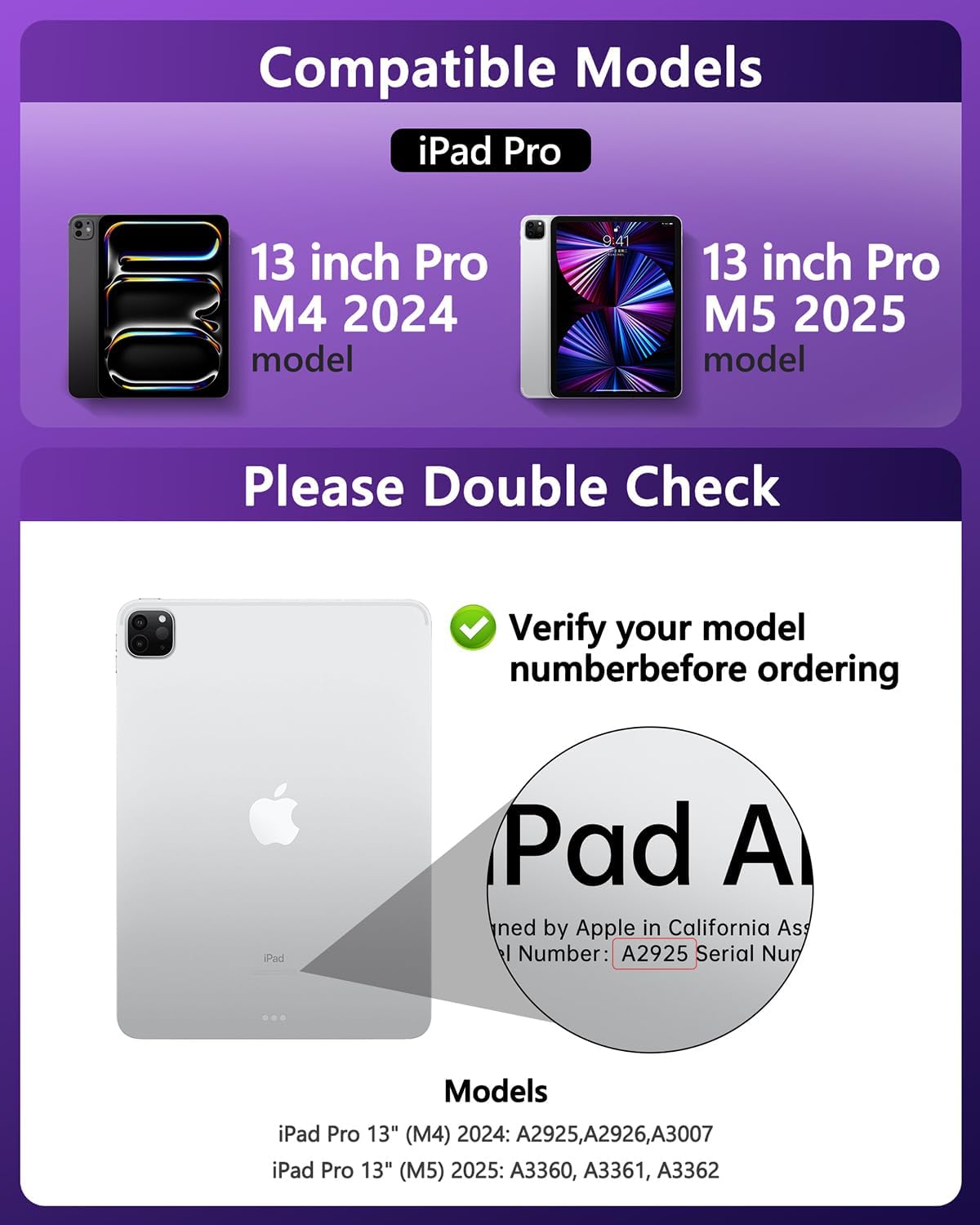 Clear Keyboard Case for iPad Pro 13 inch (M5/M4, 2025/2024), Transparent Protective Cover with 7-Color Backlit Keyboard, 360° Rotating Stand, Multi-Touch Trackpad and Pencil Holder, Purple