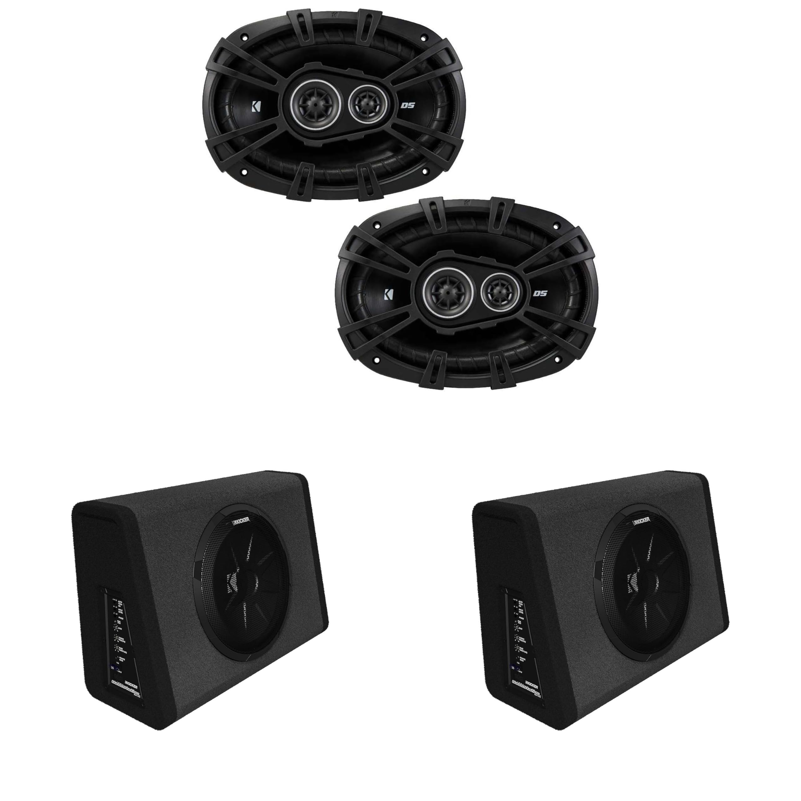 KICKER (2 11PT250 Truck Enclosure & DSC69304 DS-Series 6x9 3-Way Speaker Bundle