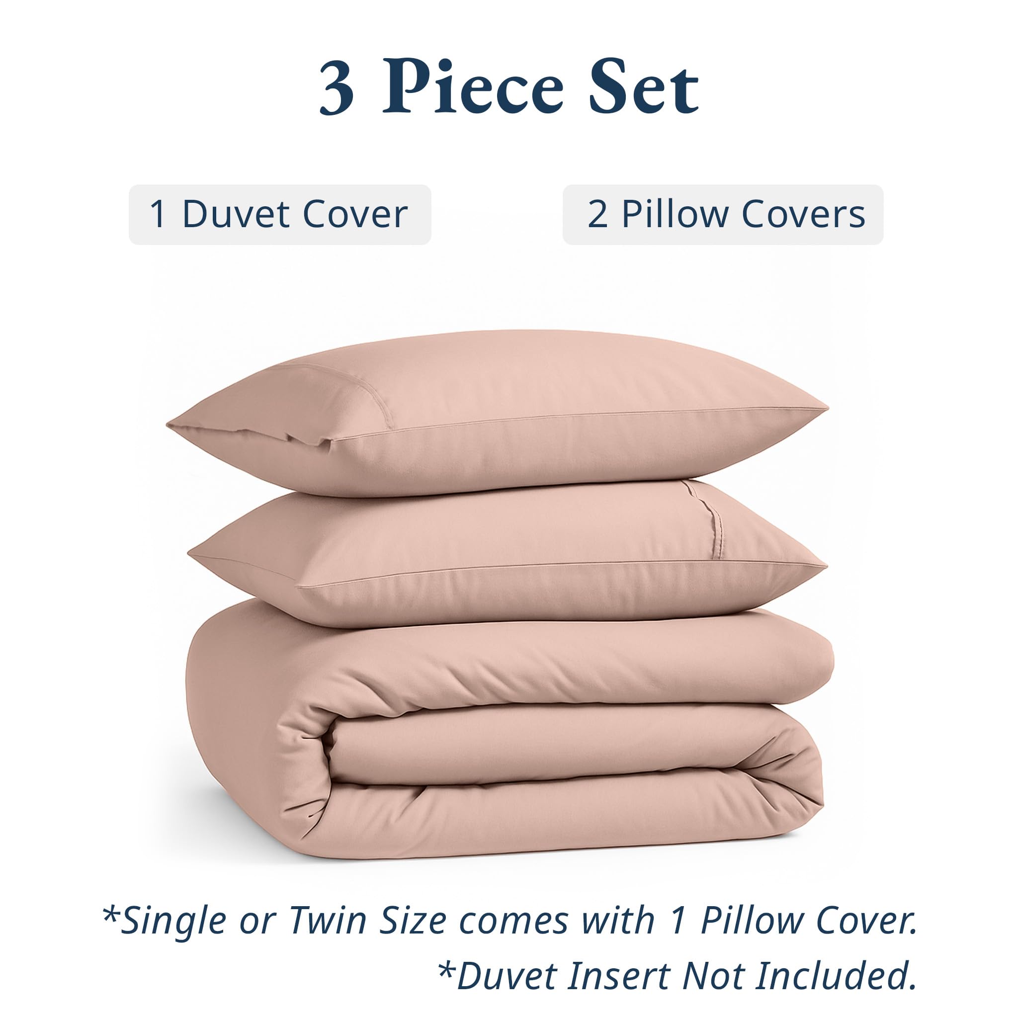 LANE LINEN 100% Organic Cotton Duvet Cover Set - King Size, 3-Piece Bedding Set, Soft Breathable Fabric, Includes 1 Duvet Cover 230 x 220 cm and 2 Pillow Shams - Comforter Not Included - Sepia Rose - Image 4