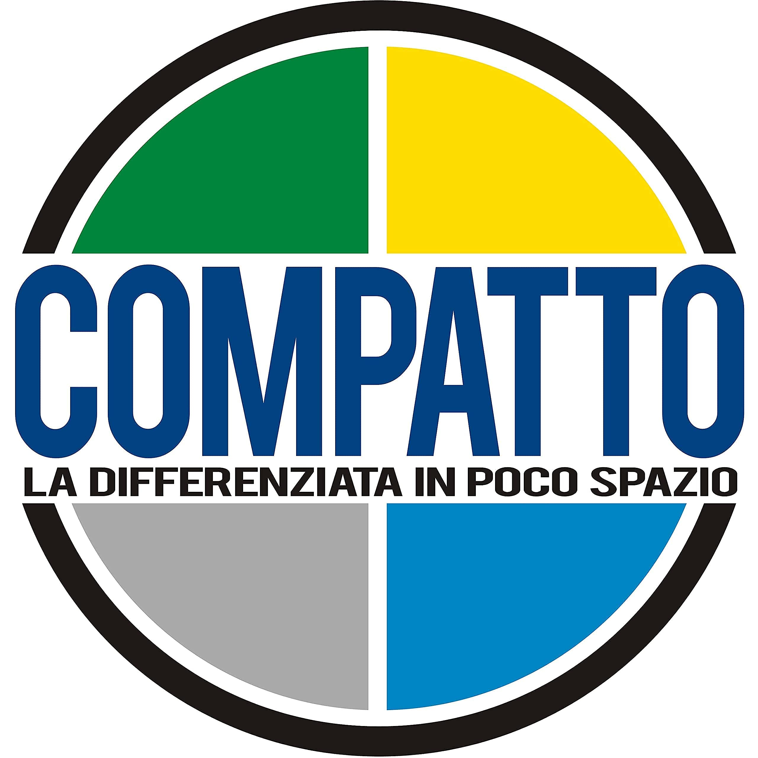 Everest Adv - COMPATTO - Cestino Spazzatura Differenziata 17 Litri | Con 4 Scomparti per la Piccola Raccolta Separata di 4 tipi di Rifiuti in un Unico Contenitore
