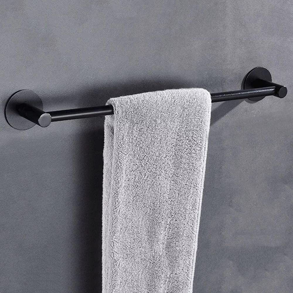 Porte-serviettes sans perçage noir mat en aluminium pour optimiser le rangement de la douche