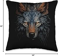 Vista 4 de Wolf Lover Wolves Wild Animals Head Wolf Face Wolves Animal Arts - Almohada de 16 x 16 pulgadas, multicolor