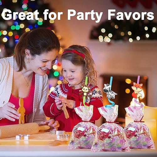 Miniatura 5 de 24 pajitas de plástico reutilizables de animales de la selva para león, zorro, cebra, jirafa, safari, suministros de fiesta de cumpleaños, regalos