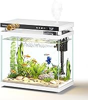 VEHIPA 2.2 Gallon Smart Fish Tank Aquarium Kit: Auto Feeder, Quiet 4-in-1 Pump, 7-Color LED Lights, Humidifier - Desktop Betta Tank for Home & Office, White