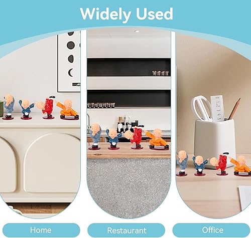 Miniatura 5 de 4 piezas de estatua de monje pequeña, pequeña figura de monje Kung Fu, monje en miniatura, lindos monjes, mini estatua de resina para decoración del