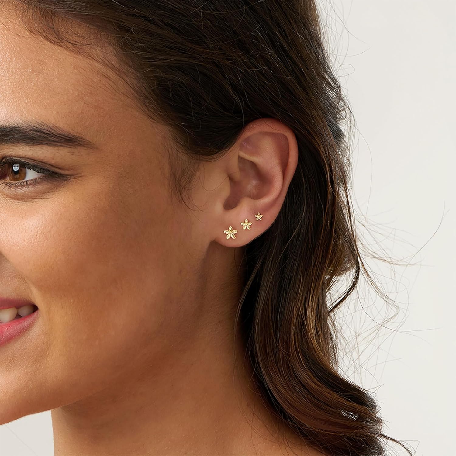 3 Pair Tiny Flat Back Earrings for Women - 14K Gold/White Gold Plated Cute Small Screw Flatback Stud Earring, Everyday Wear - Image 5