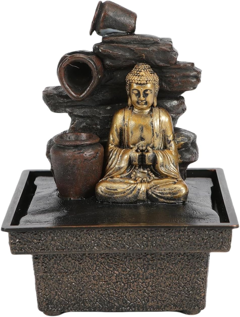 Tabletop Water Fountain Buddha Statue Desktop Indoor Waterfall Fountain Tabletop Humidifiers Home Decoration for Office, Living Room, or Bedroom