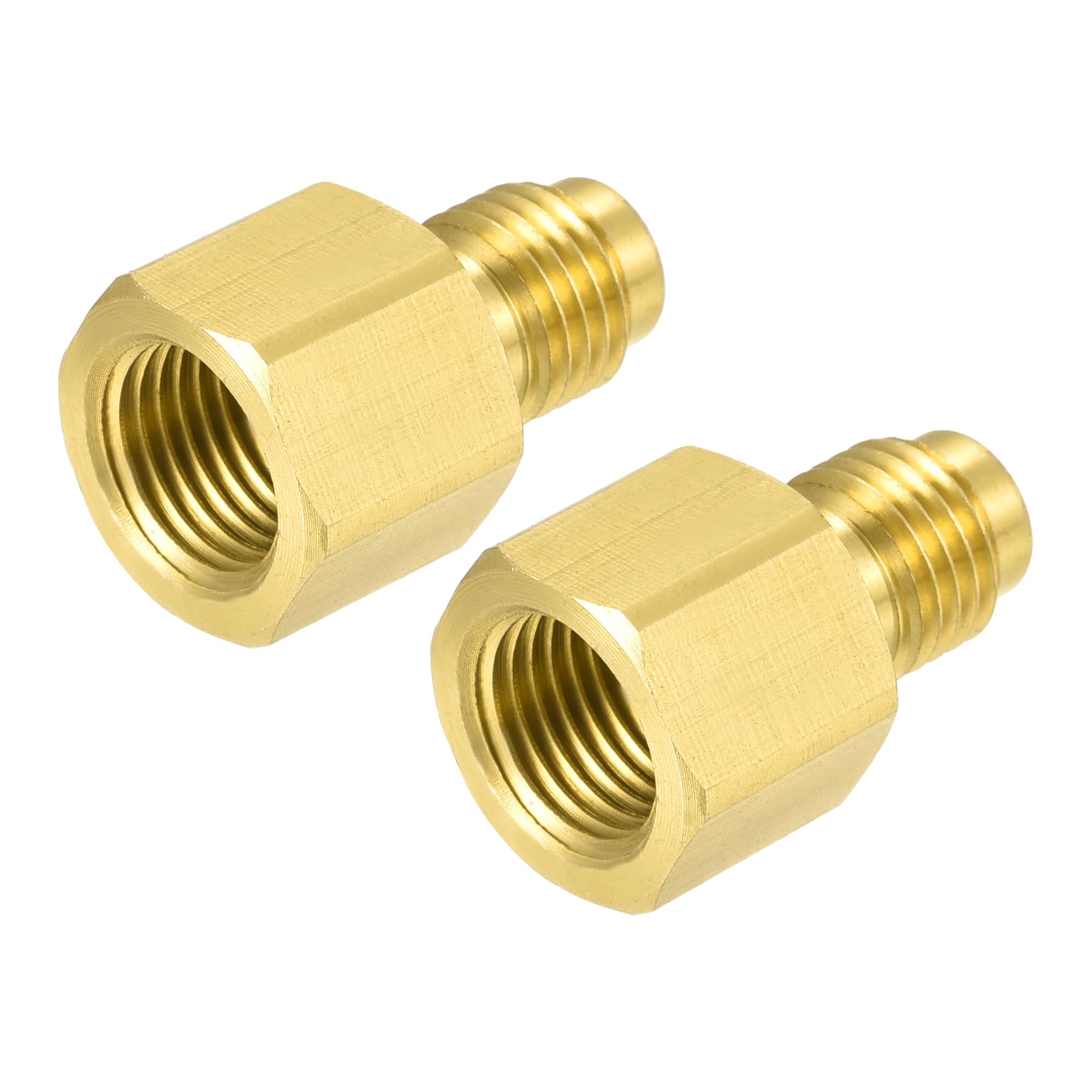 M METERXITY 2pz Ottone Tubo Raccordo Riduttore Adattatore Dritto Giunto 1/4SAE Maschio G1/4 Femmina Giallo