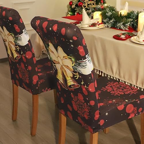 Vista 254 de Forcheer - Juego de 4 fundas elásticas para sillas de comedor con estampado elástico, lavable, extraíble, para cocina, hotel, restaurante