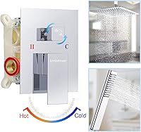 Vista 7 de EMBATHER Sistema de ducha de lluvia, juego completo de grifos de ducha de cromo pulido con cabezal de ducha de lluvia de 10 pulgadas y mano