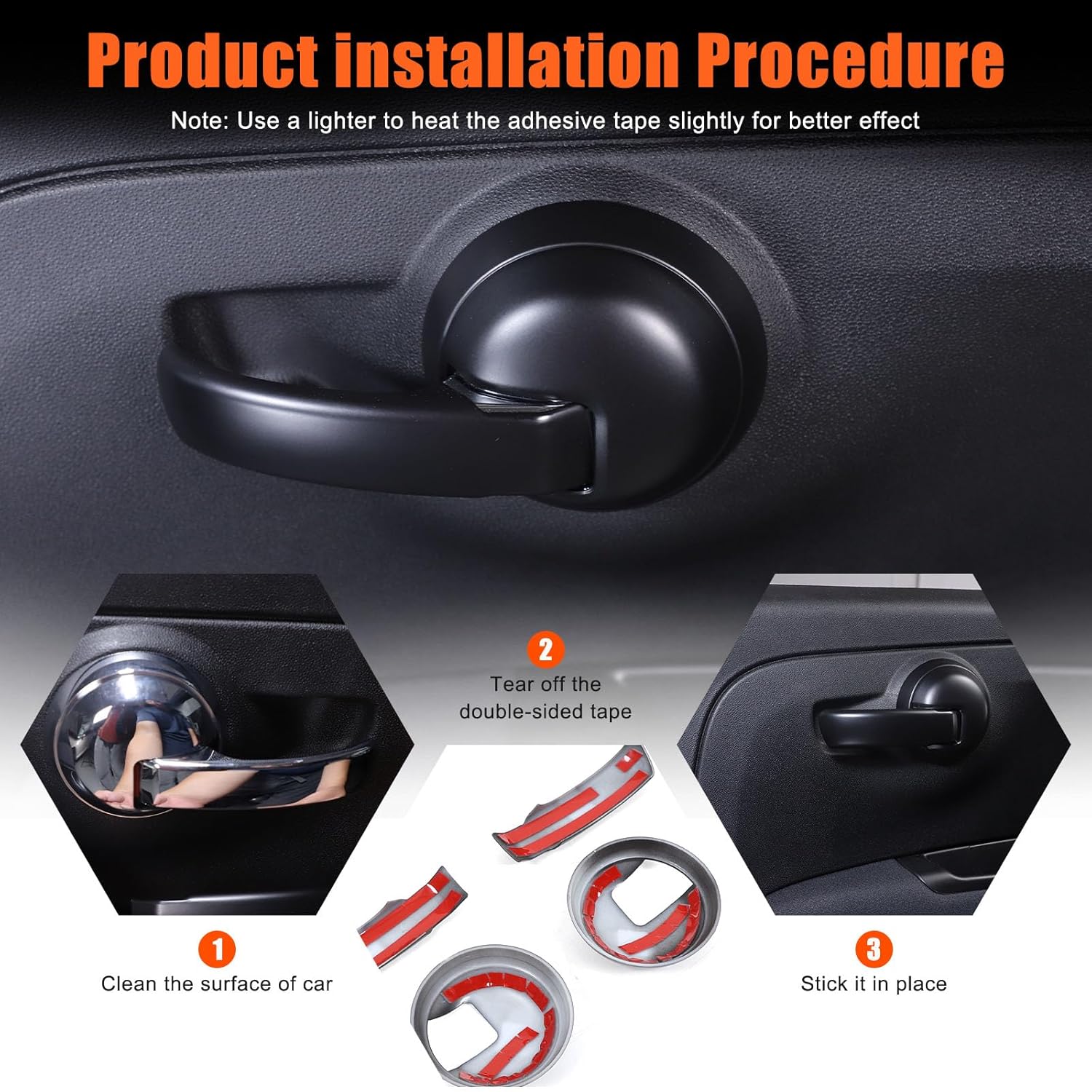 4PCS Inner Door Handles Cover Trim Compatible with Fiat 500/500 Abarth 2010-2024 Car Inner Door Handles Cover Protector Trim ABS Interior Decorative Cover Trim Sticker (Matte Black)