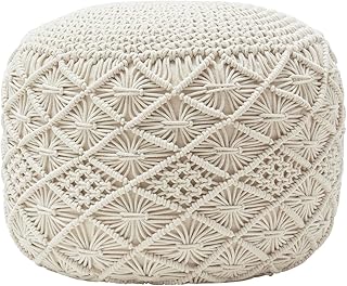Ornavo Home Pouf Ottoman Foot Rest - 100% Cotton Pouffe - Hand Knitted M...