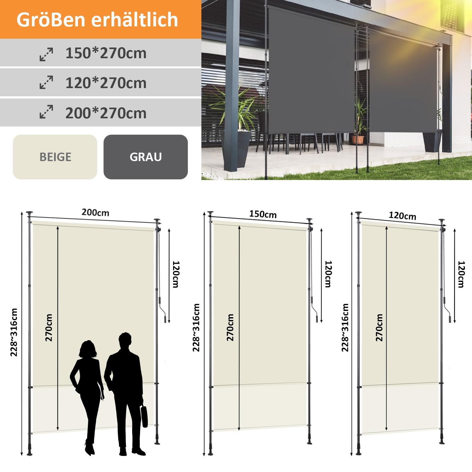 Preisvergleich Für Kesser - Klemmmarkise Senkrecht Produktbild-Vorschau 12
