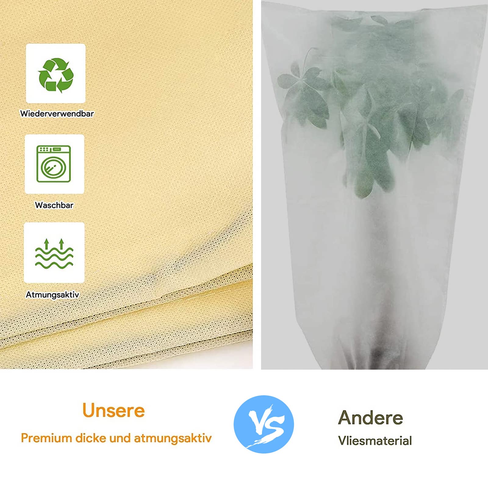 Housse D'hiver Non Tissée Pour Plantes - Protection Contre Le Gel, Le Vent, La Neige Et Les Oiseaux - Facile à Fixer Avec Cordon - 2