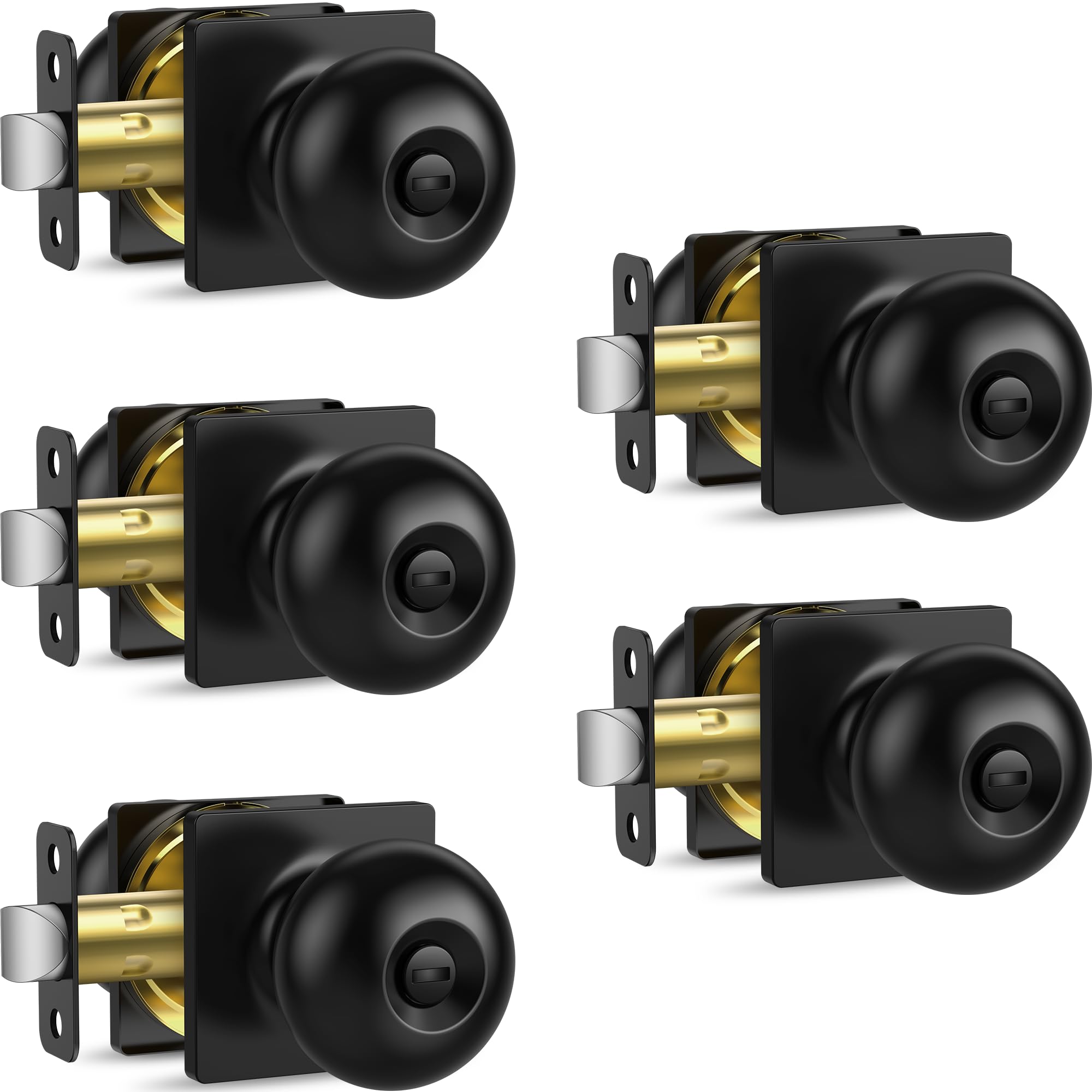 Matte Black Privacy Door Knobs - 10 Pack -9