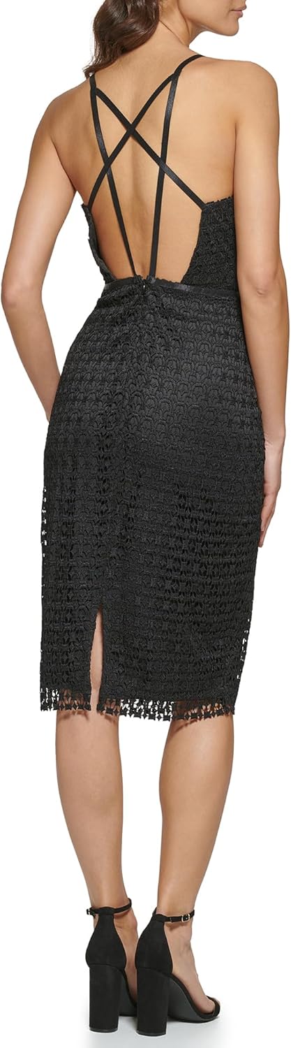 Guess Womens Lace Midi Sweetheart Textured Tank Dress - Image 3