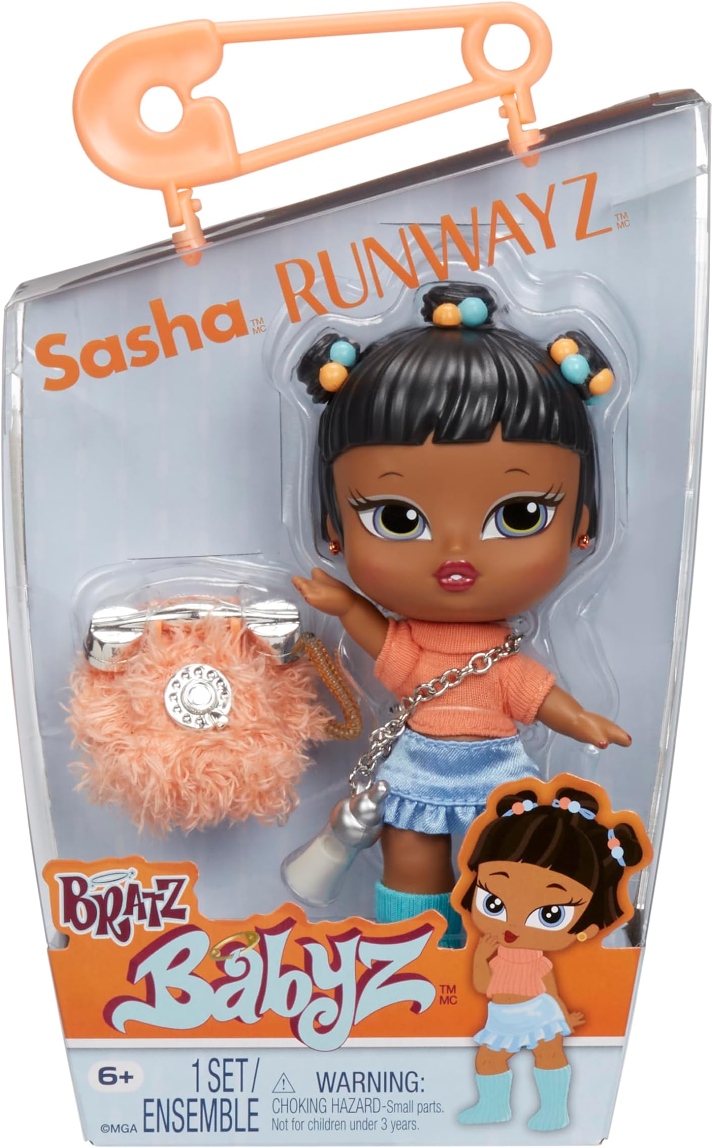 Babyz Runwayz - Sasha - 1 Collectible Fashion Doll with Stylish Outfit, Cute Baby Doll with a Necklace That Doubles as a Keychain - Kids Toy - Great for Ages 6 and Older