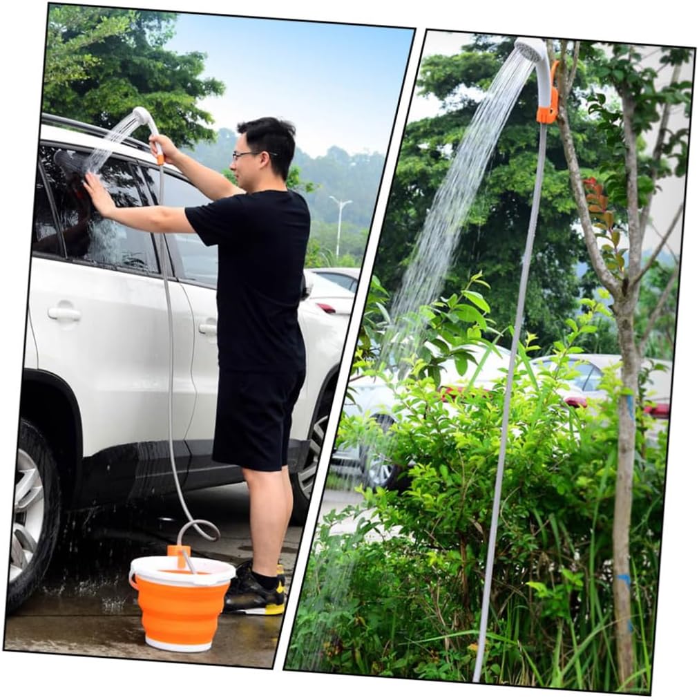 1Set Shower with Lighting for Camping Rechargeable Outdoor Shower for Travel and Pet Cleaning Compact and Easy to Carry Orange