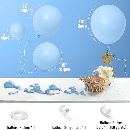 Miniatura 2 de 113 globos azul pastel, kit de guirnalda de arco de globos de látex azul claro de 18, 12, 10, 5 pulgadas, diferentes tamaños, globos de helio azul