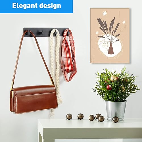 Miniatura 6 de Soporte para llaves de pared, ganchos de pared negros para colgar, 4 ganchos, soporte para llaves para decoración de pared, adecuado para oficina,