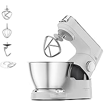 Kenwood Titanium Chef Baker KVC65.001WH, Impastatrice Planetaria con Bilancia Integrata, Frusta K, Gancio per Impastare, Frusta a Filo, Ciotola da 5 L, Potenza 1200 W, Bianco