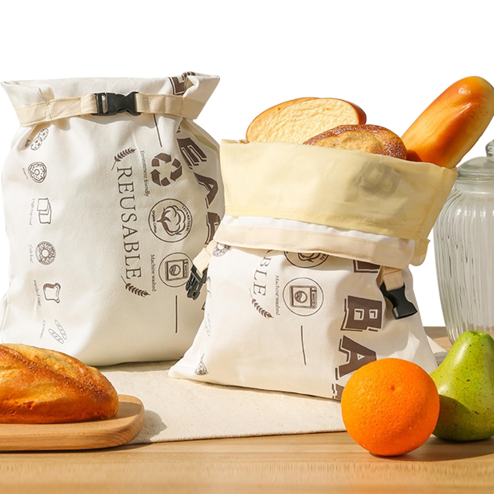 2 Bienenwachs-Brotbeutel Aus Leinen - Wiederverwendbar Mit Rollverschluss, Für Hausgemachtes Brot & Sauerteig