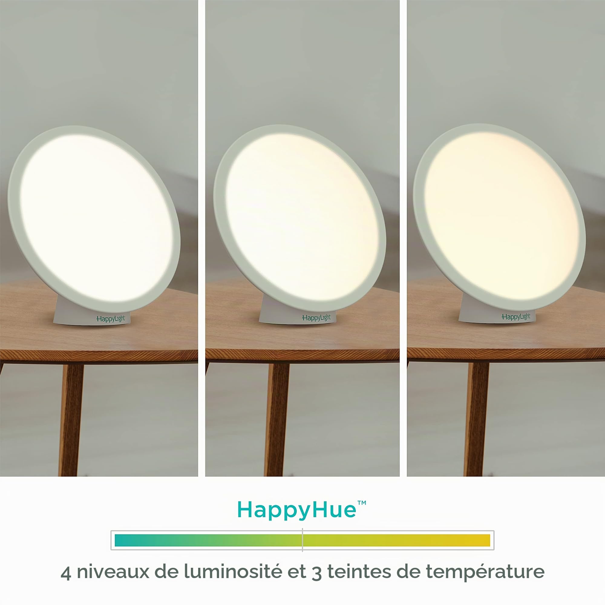 Verilux® HappyLight® Halo Lampe de luminothérapie LED sans fil avec base magnétique à 360° et batterie rechargeable pour lampe portable, sans UV, spectre complet de 10 000 LUX avec luminosité et
