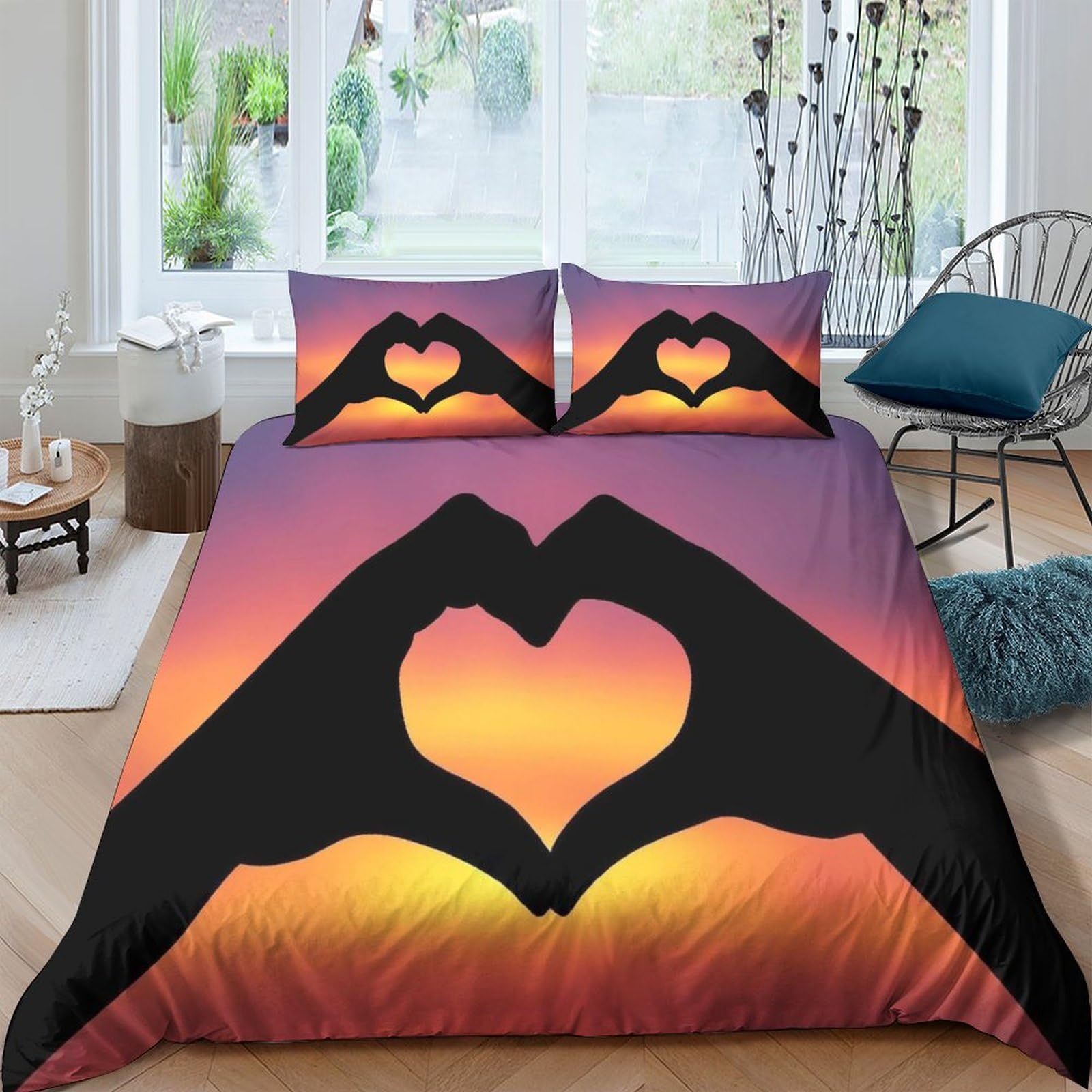 Parure de lit amour housse de couette microfibre 200x200cm respirante 3D