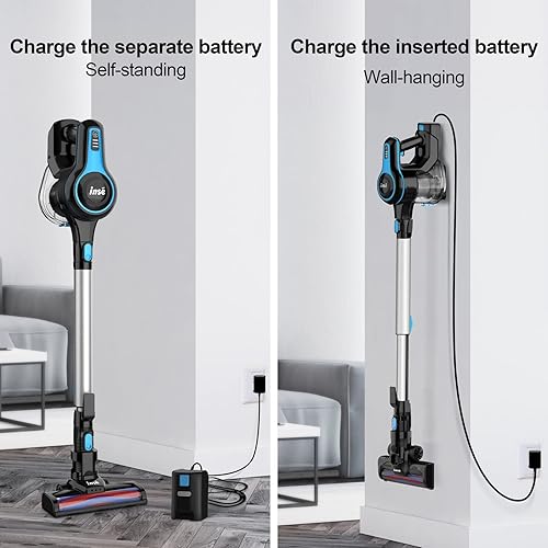 Miniatura 7 de INSE Cordless Vacuum Cleaner, 6-in-1 Rechargeable Stick Vacuum with 2200 m-A-h Battery, Powerful Lightweight Vacuum Cleaner, Up to 45 Mins Runtime