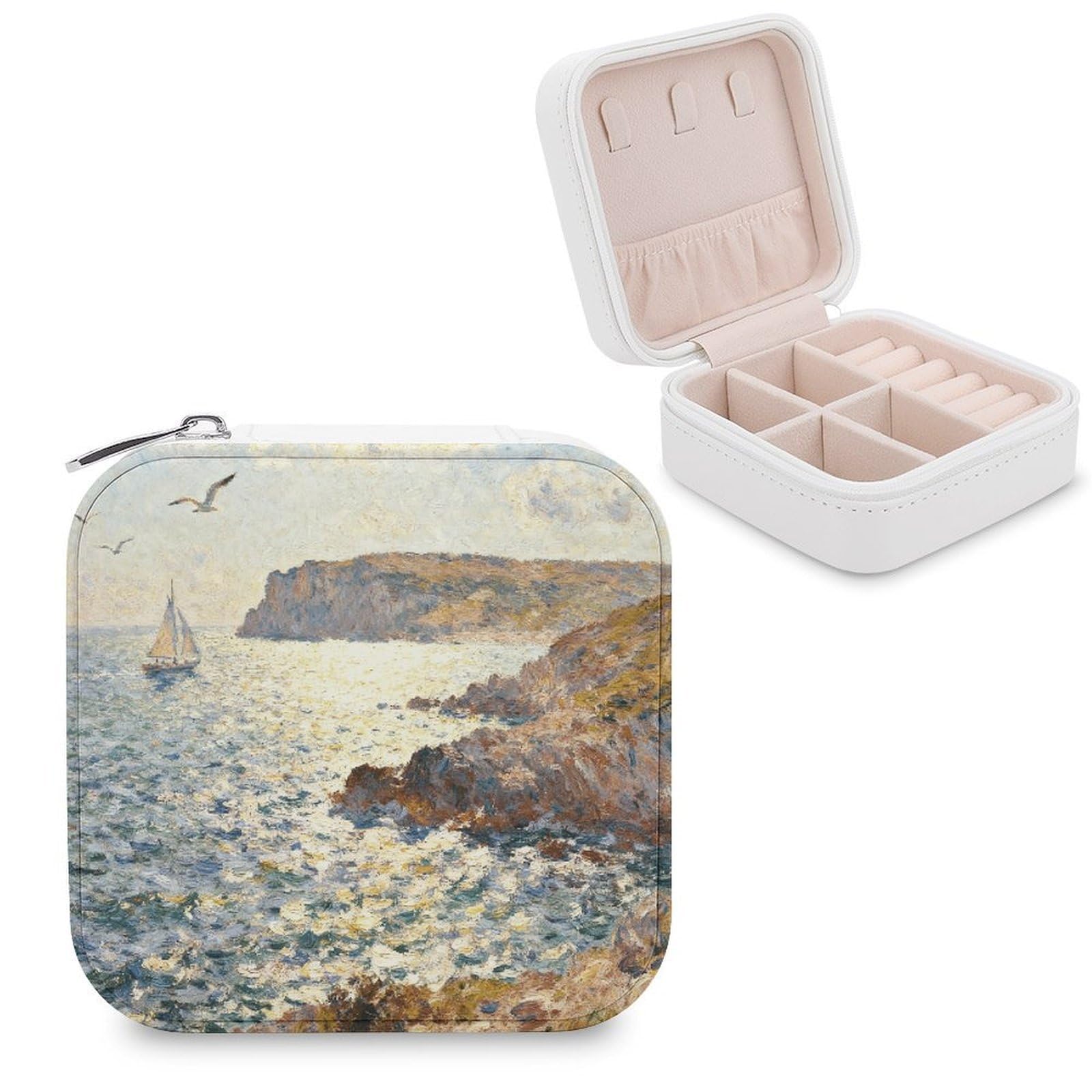 FekiLoot Cap Nègre Watercolor Jewelry Box Exquisite Jewelry Organizer Silver Gold Trinket Storage Case Multi Compartments Cute Earrings Ring Necklace Holder For Woman Household Gift