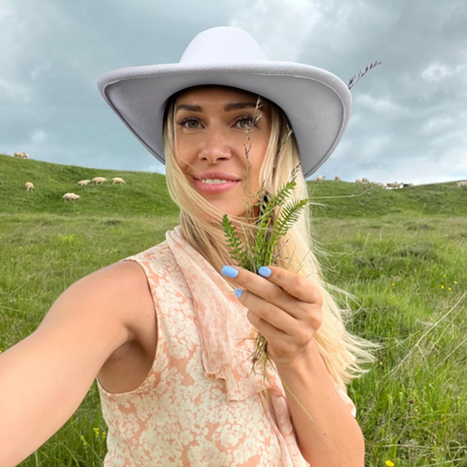 Womens Rhinestone Cowboy Hat Wide Brim Diamond-Glitter-Western-Cowgirl Hat Bling for Women - Image 6