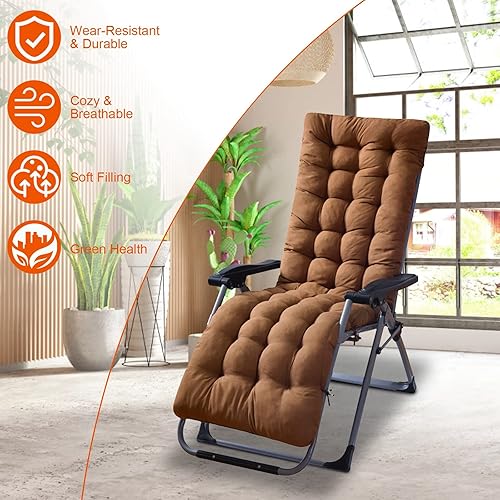 Miniatura 2 de iMounTEK Cojines para silla de salón de 67 x 22 x 4 pulgadas, cojín grueso para tumbona reclinable, mecedora, cojín para sofá o silla para muebles