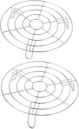 Juego de 2 estantes de enfriamiento de alambre cruzado con patas de diámetro de 7.9 pulgadas de diámetro, para cocinar al vapor y hornear, para