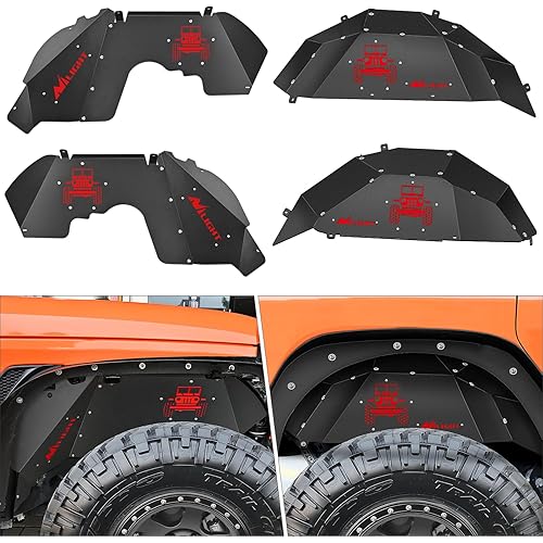 Nilight Front & Rear Inner Fender Liners Wheel Cover Fit for 2018-2024 Wrangler JL JLU (4-Door/2-Door) Unlimited Bolt-on Style Fender Flares Splash Guards