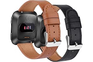 2 Pack Premium Leather Bands Compatible with Fitbit Versa 2 Bands for Women