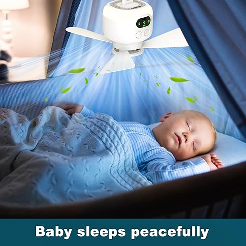 Miniatura 6 de Ventilador de campamento portátil, ventilador de techo de tienda de campaña de 10.6 pulgadas, recargable de 8000 mAh con luz y gancho, temporizador