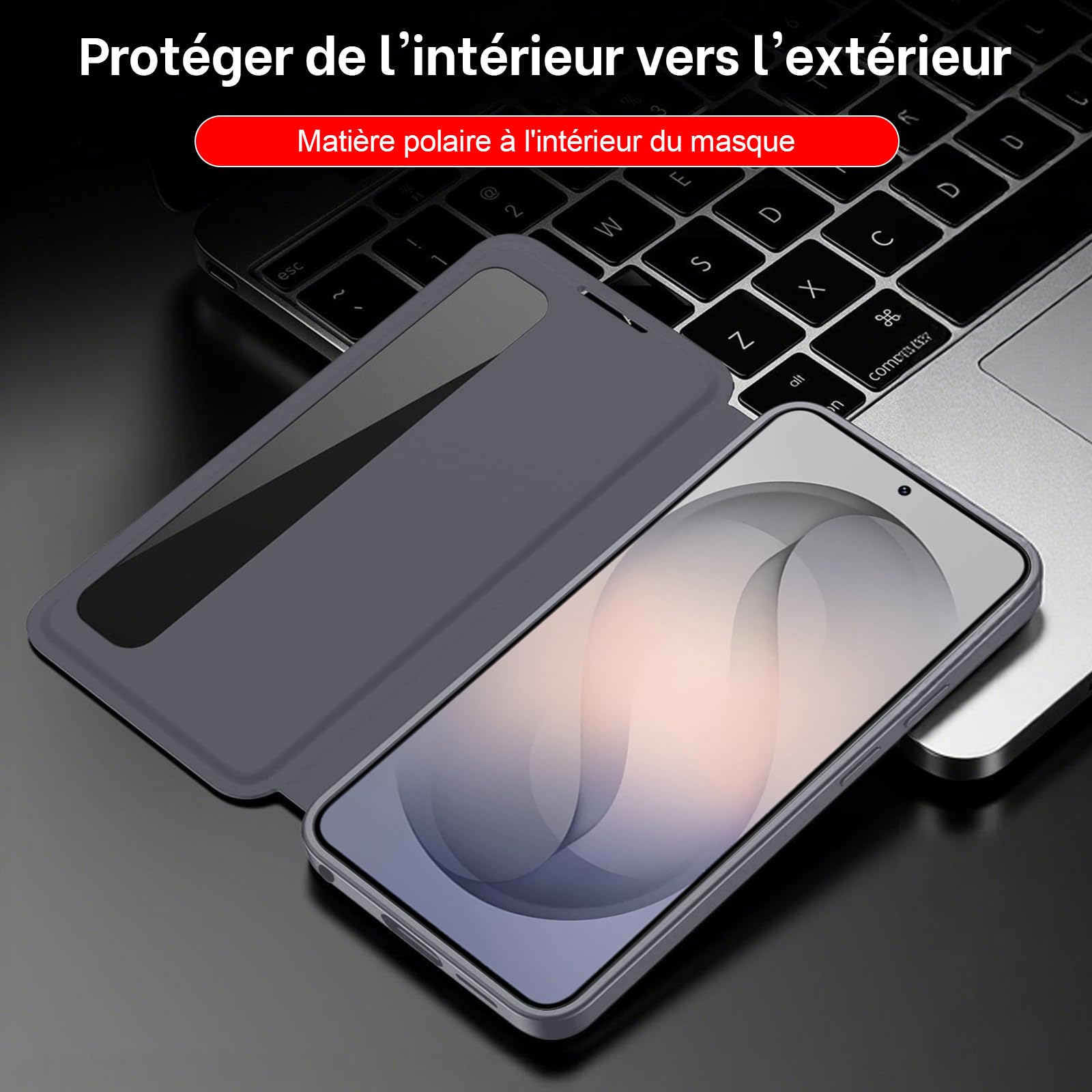 Cover per Samsung Galaxy S26 Ultra 5G con aletta con finestra trasparente View, in pelle PU premium, protezione completa antiurto e antigraffio, custodia elegante (grigio)