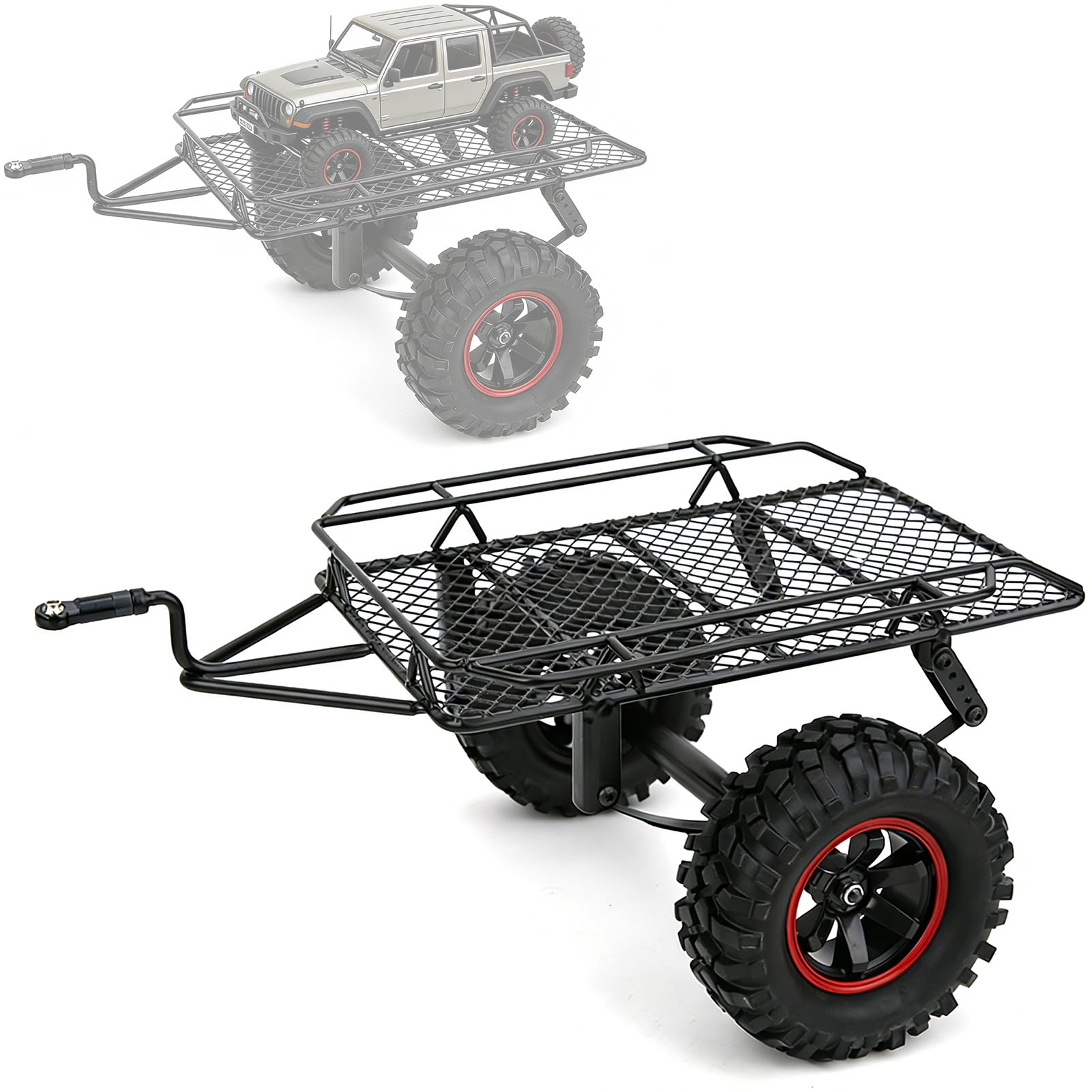 Remolque RC, tolva de Coche, Montaje de Enganche de Remolque de Metal RC, Apto para Traxxas TRXX4/Axial SCX10 RC4WDD D90 CC01 1/10 RC Truck