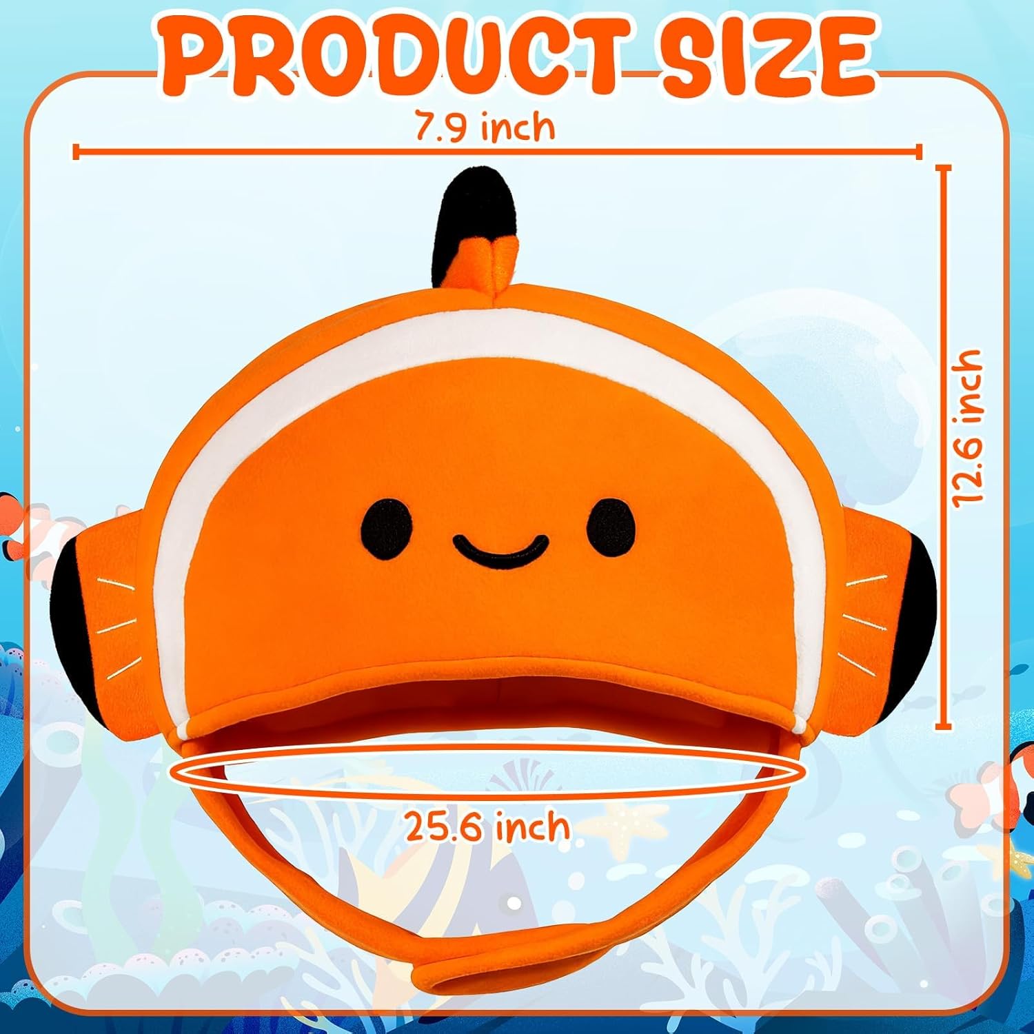Orange Clown Fish Hat Clownfish Costume Fish Dress Up Ocean Costume Funny Hat Crazy Hats - Image 2