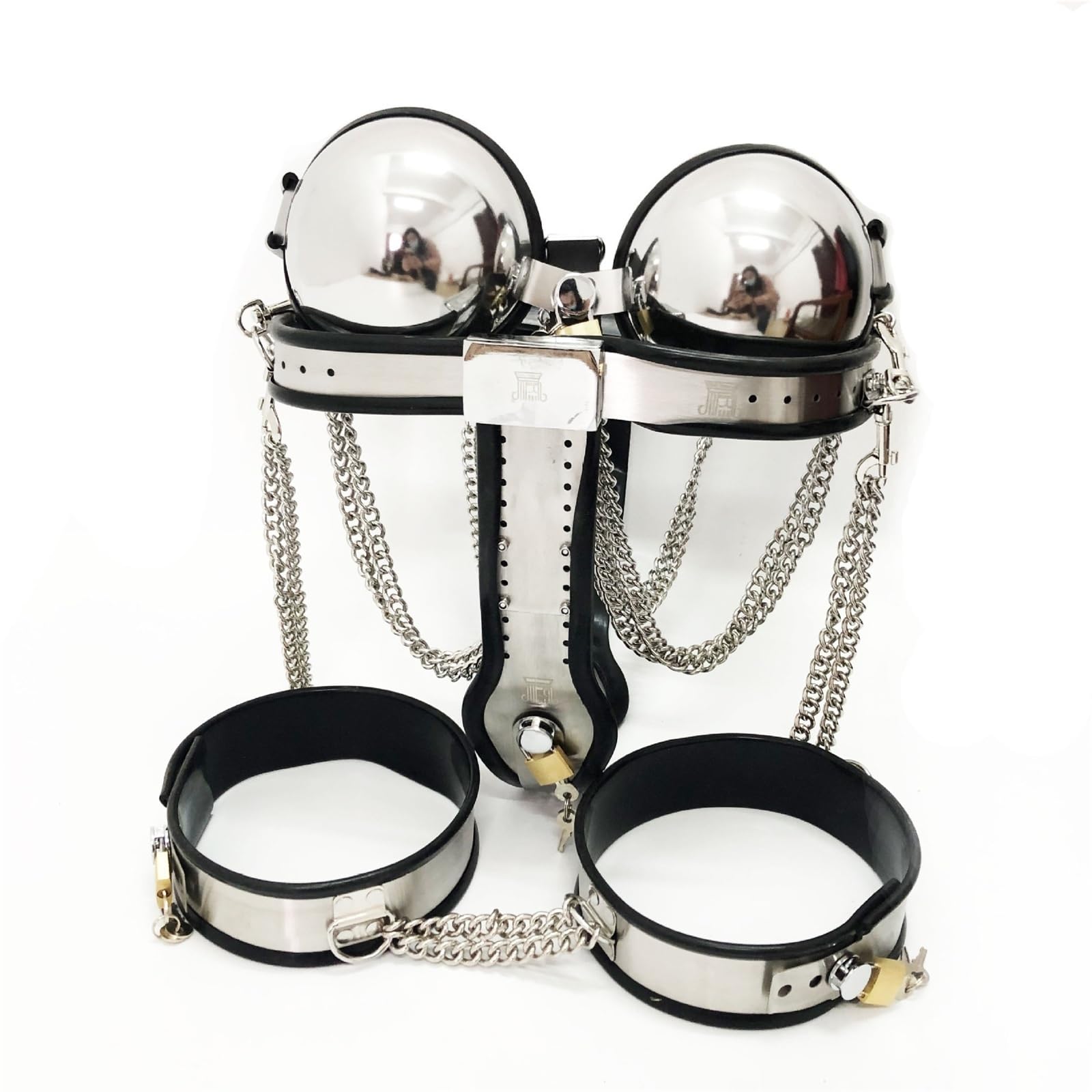 3-teiliges Set Damen Edelstahl Silikon Keuschheitsgürtel Höschen BDSM Bondage BH Unterwäsche Oberschenkel Manschettenringe SM Extrem Sklave Fetisch Sexspielzeug Für Frauen