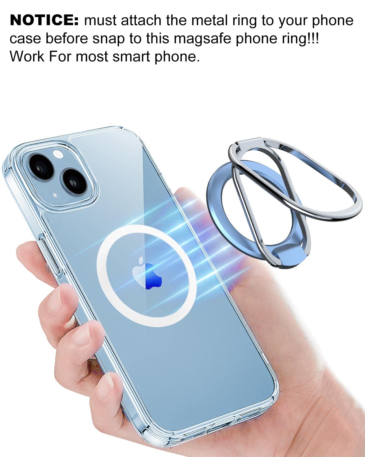 Magnetischer Handy-Ringhalter Mit Abnehmbarem Griff & Ständer-Funktion – Für IPhone 14, 13, 12 Serie (blau)