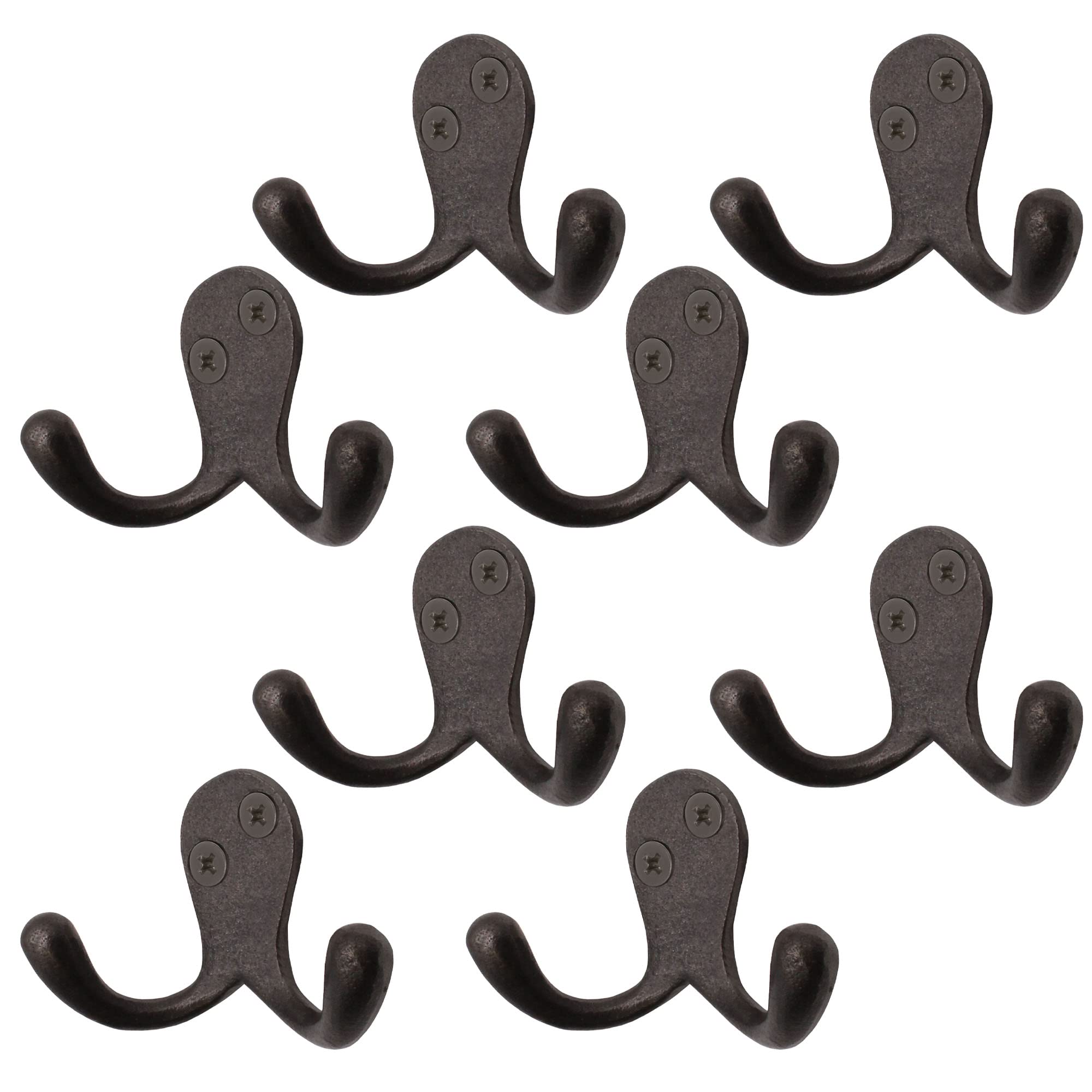 Eai Pewter / Polished Twin Robe Hook Cast Iron - 48Mm - Self Colour Laquered - Pack Of 8