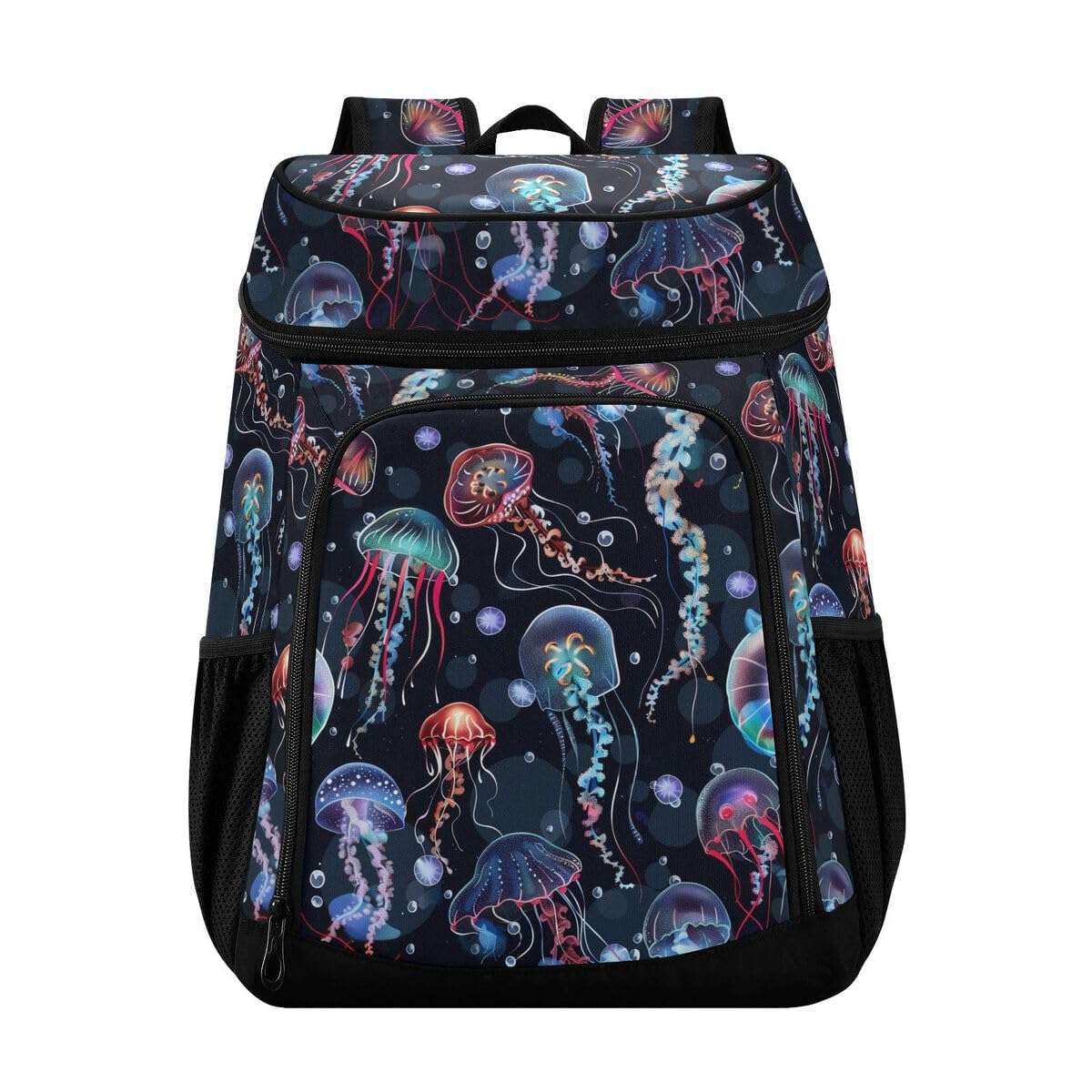 Corlorful Jellyfish Cooler Backpack Leakproof Insulated Lunch Cooler Bag 30 Cans Camping Backpacks for Men Women