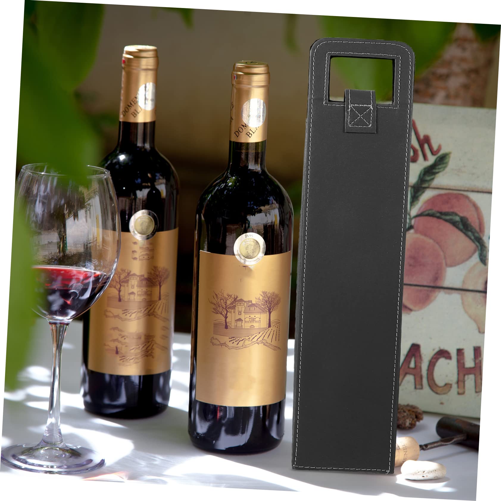MAGICLULU 3pièces à Vin Cuir Pour Bouteille Tote Réutilisable Élégant Pour Mariage Et